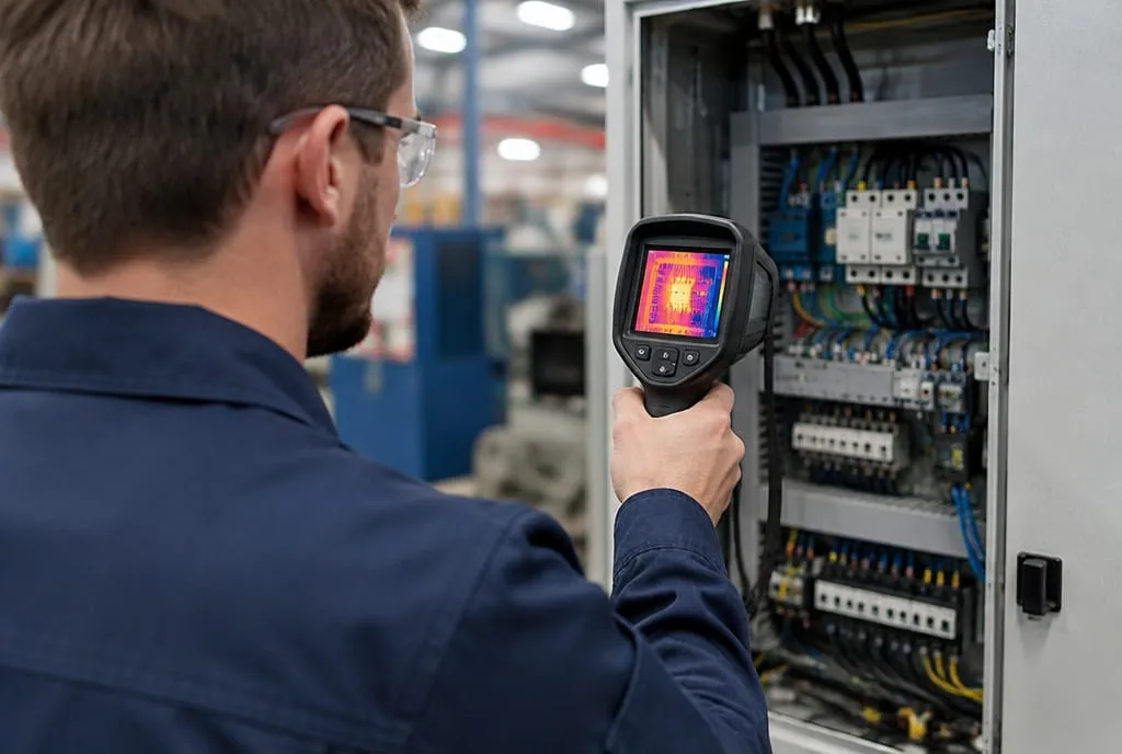 Inspection d’une armoire électrique à la caméra thermique