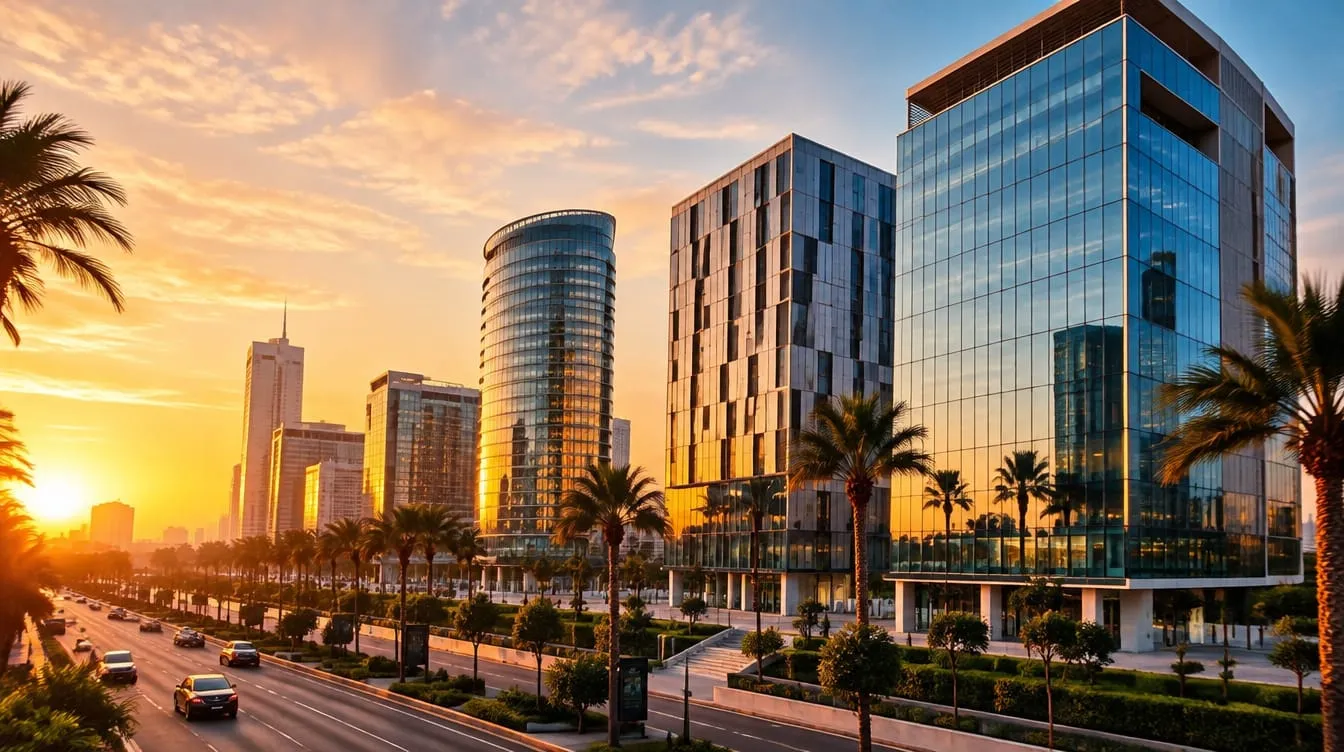 Quartier d’affaires de Casablanca au coucher du soleil
