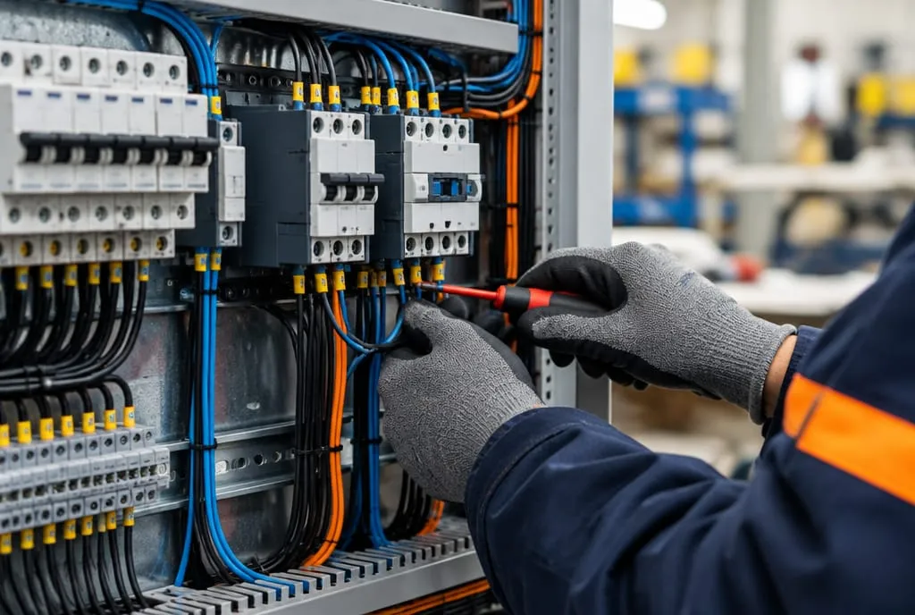Câblage soigné d’une armoire électrique de puissance